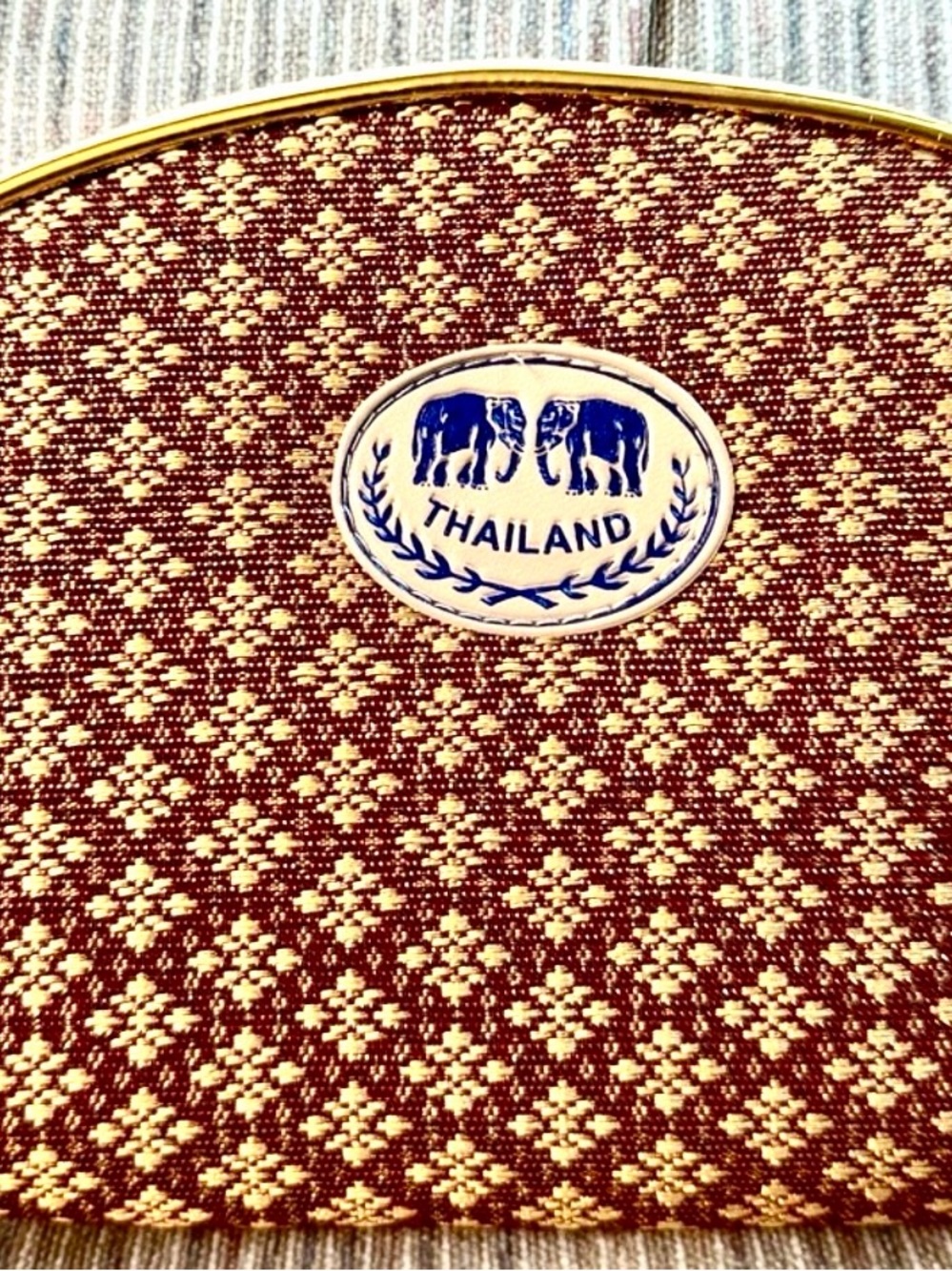 Thailand Woven Cosmetic Bag - Burgundy & Gold. Can Use as Clutch. Beautiful!